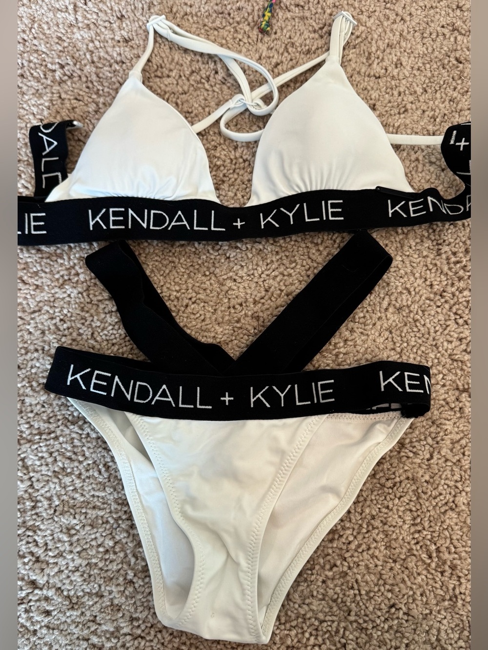 Kendall & Kylie White Bikini with Black Logo Bands